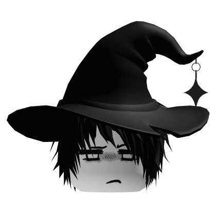 Vkei Black Hair Witch Hat Moe Tired Face Dashie Roblox item