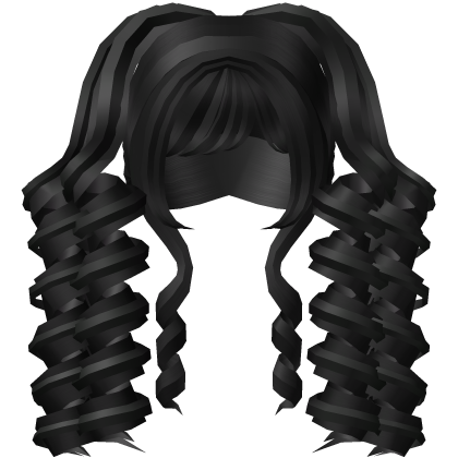 ♡ black curly long cute preppy princess pigtails Roblox item