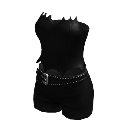 Black Baddie Leather Corset Belt Mini Shorts Set thumbnail