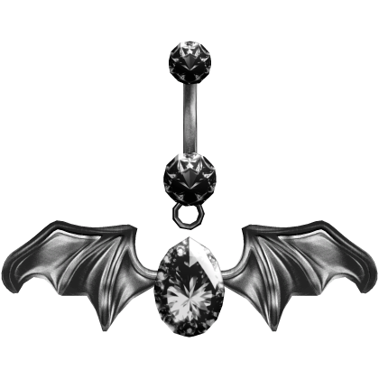 1.0 gothic grey bat wings belly piercing