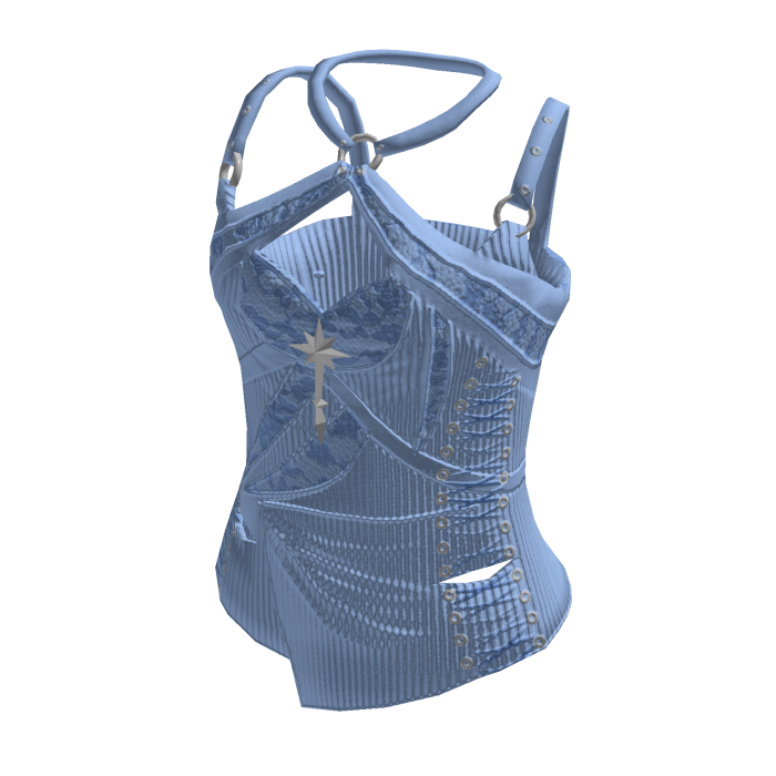 Corset Top with Crossed Straps (Light Blue)