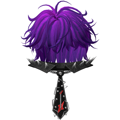 [PBR] Messy Emo Purple Hair W/ Punk Tie Roblox item