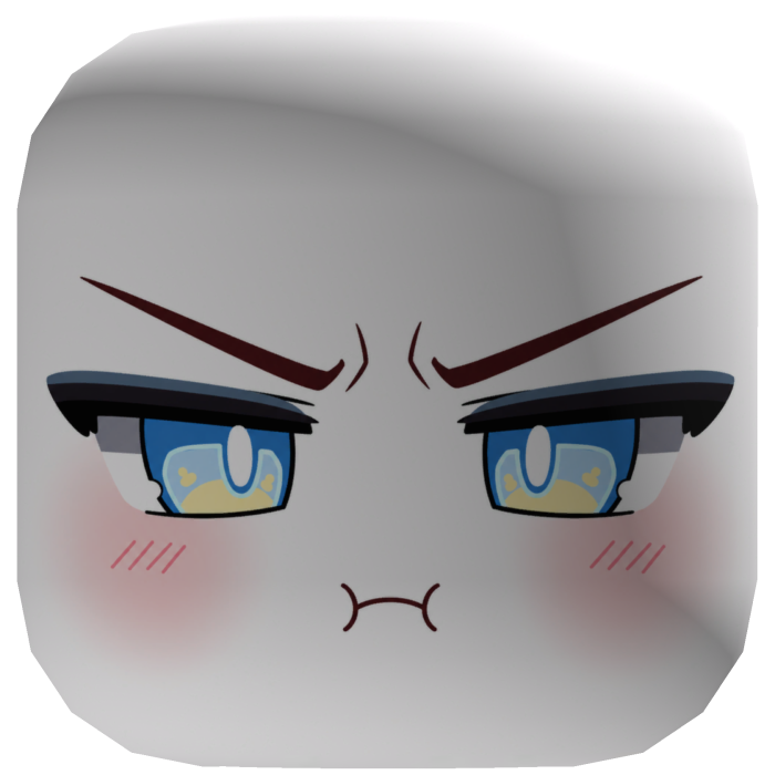 Face adorable, blushing with pink cheeks.