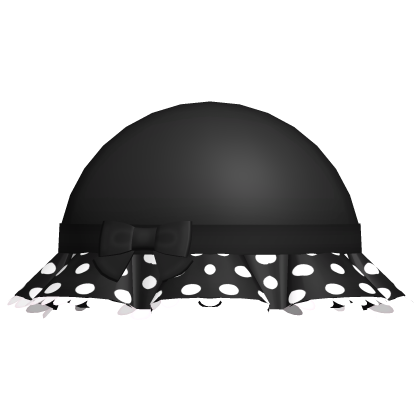 𖹭◞ cute ruffle polka dot hat in black ! !  Roblox item