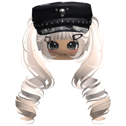Beige Skull Y2K Cap Twirly Hair