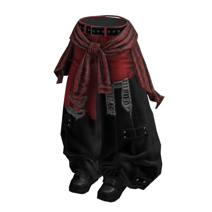 Patchwork Grunge Semi-Ripped Denim Tears(RedBlack)