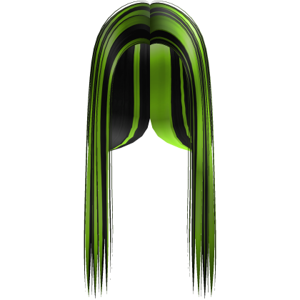 Black & Hot Green Highlights Y2k Front-Swept Hair