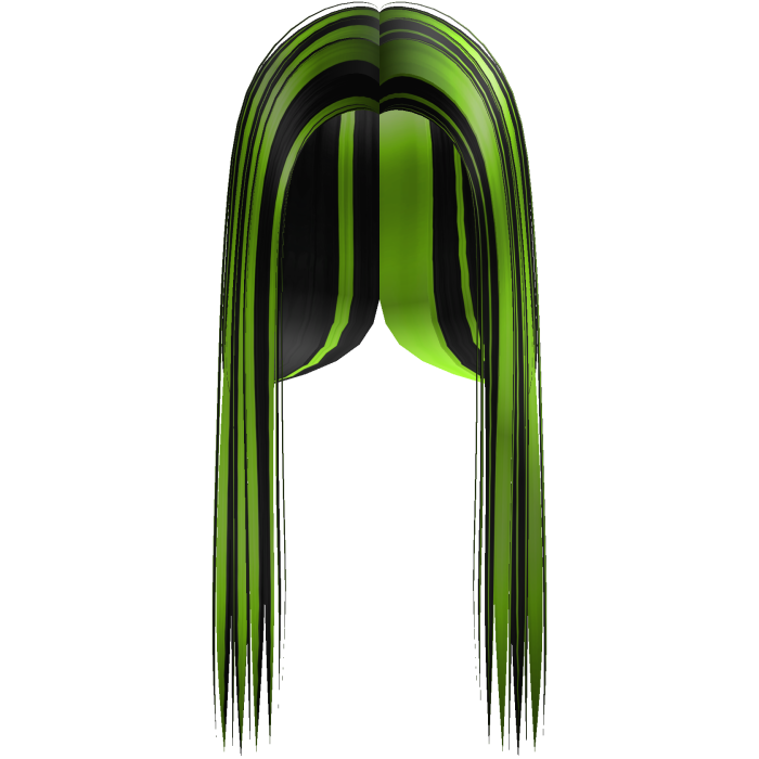 Black & Hot Green Highlights Y2k Front-Swept Hair