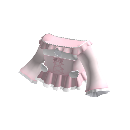 Cute Pink Ruffled Valentines Angel Dress Roblox catalog item