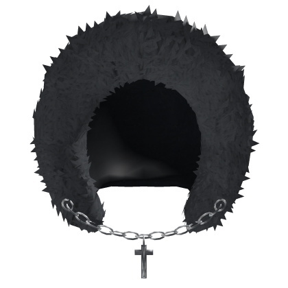 Black winter fur hood with cross chain