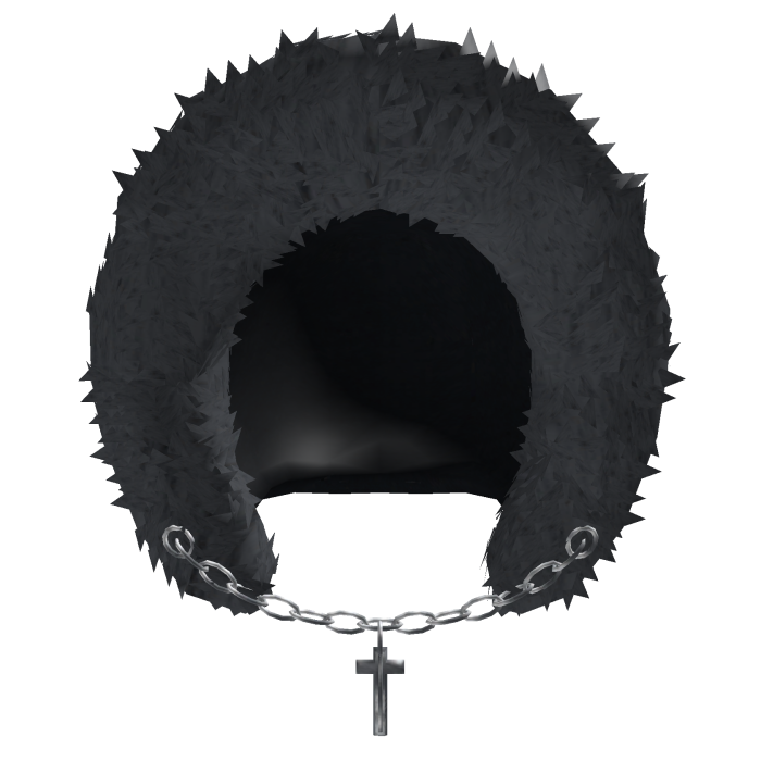 Black winter fur hood with cross chain