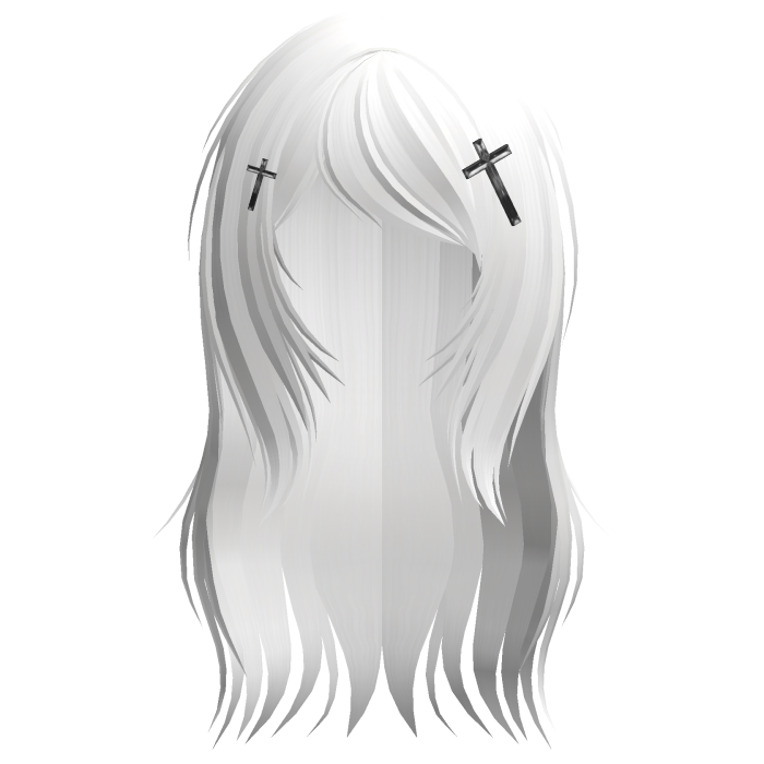 ♡ cute scene messy white long hair w crosses