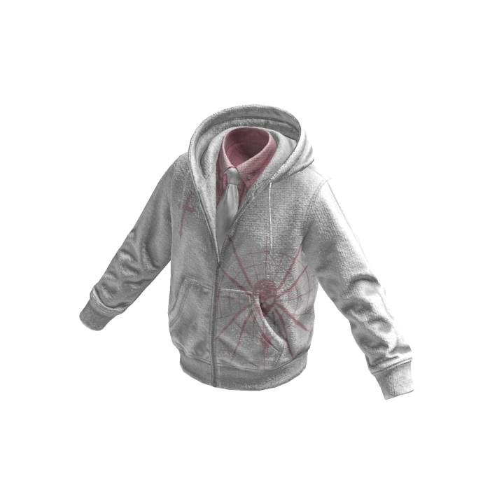 White-Pink Spiderweb Skull Hoodie w/ Tie