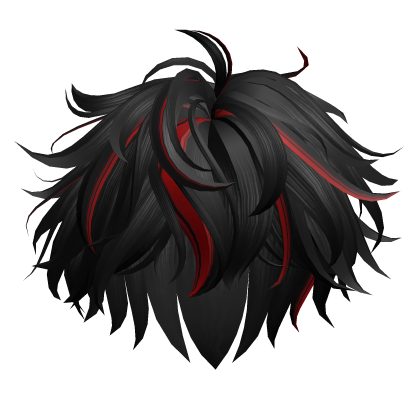 Messy & Wavy Anime Boy Hair (Black & Red) Roblox item