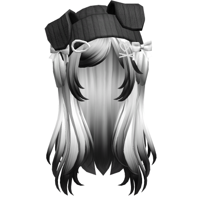 Soft Hair w/ Cute Puppy Beanie (White&Black) Roblox item