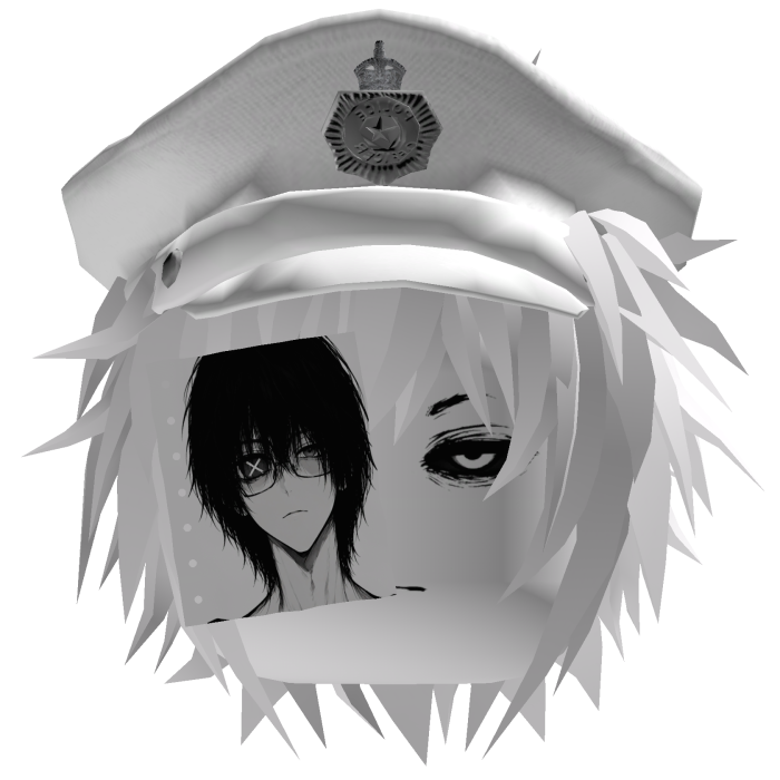 Vkei Emo Moe White Hair With Police Hat Anime