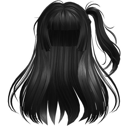 (PBR) Cute Hime Cut Hair With Side Ponytail Black Roblox item