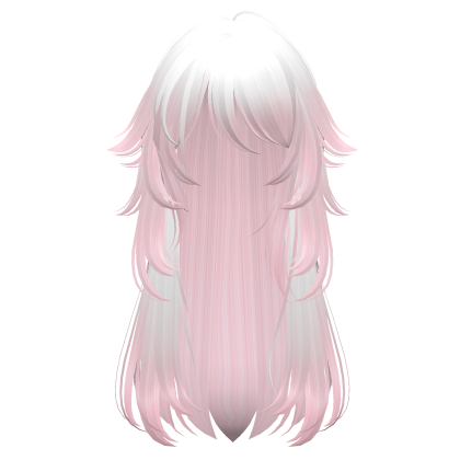 long fluffy anime hair with tufts (white to pink)