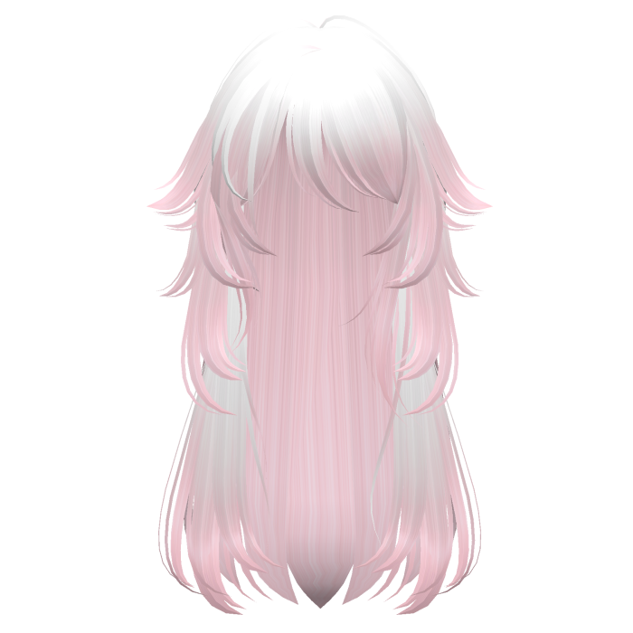 long fluffy anime hair with tufts (white to pink)