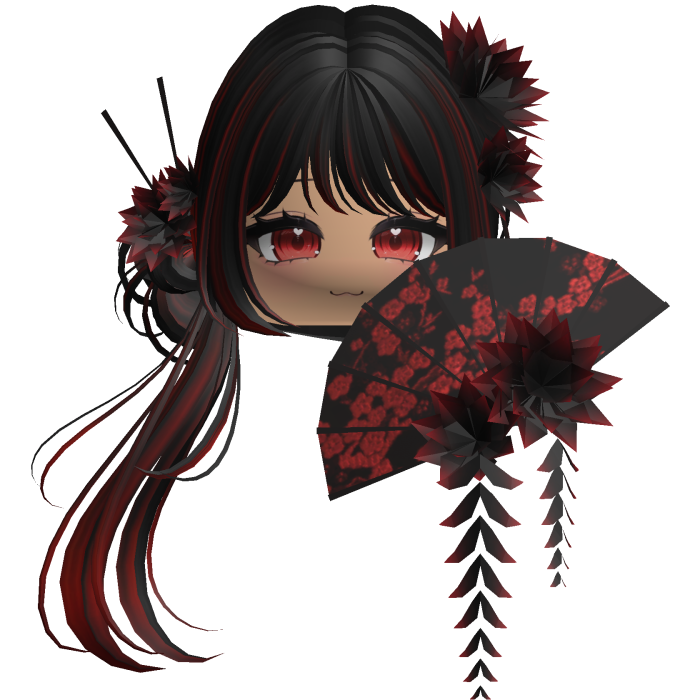 Side Ponytail w/ Cherry Blossoms & Fan
