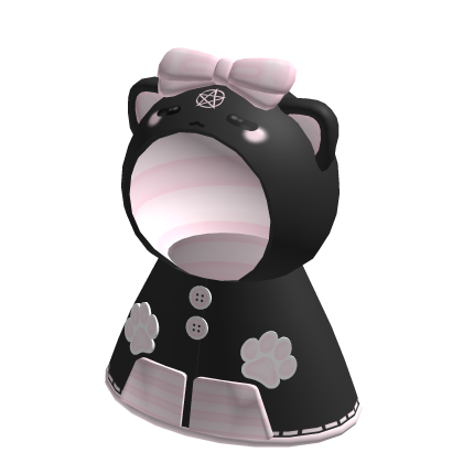 ⛧ : cursed kitty witch blanket hood black & pink ♡ thumbnail