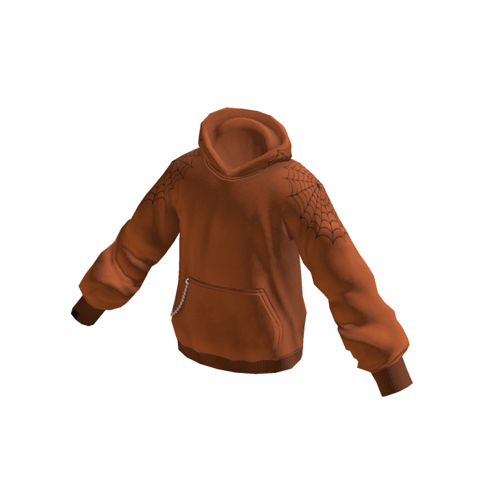 Goth Spiderweb Hoodie w/ Chain (Orange)