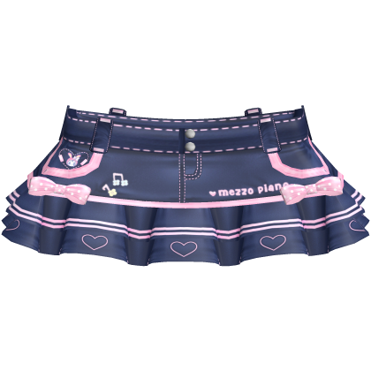 Cute Kawaii Dark Denim Mezzo Piano Skirt 3.0