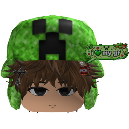 Green Mine Creepy Monster Ushanka Hat Boy Emo Hair Roblox item