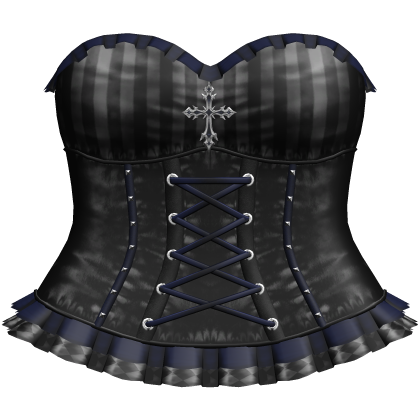 Gothic Emo Black & Blue Pinstripe Clown Dress
