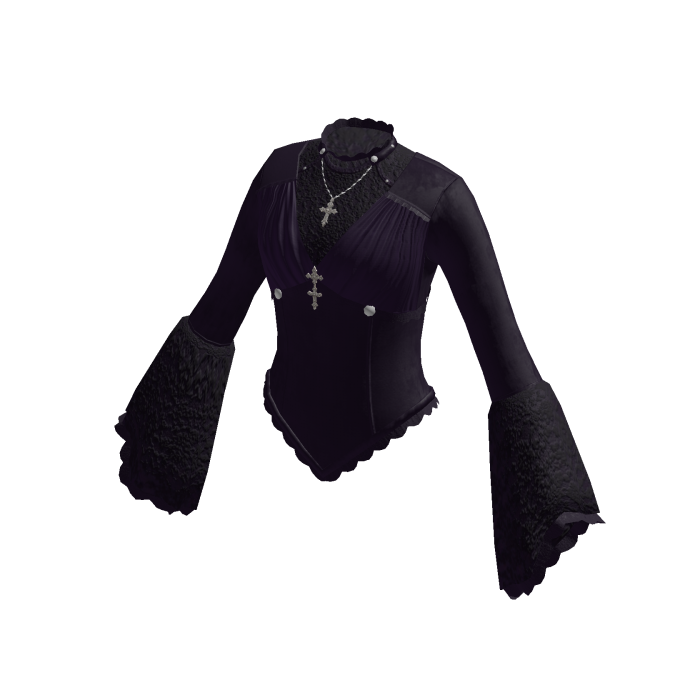 Pointed Hem Top with Flared Cuffs (Purple)