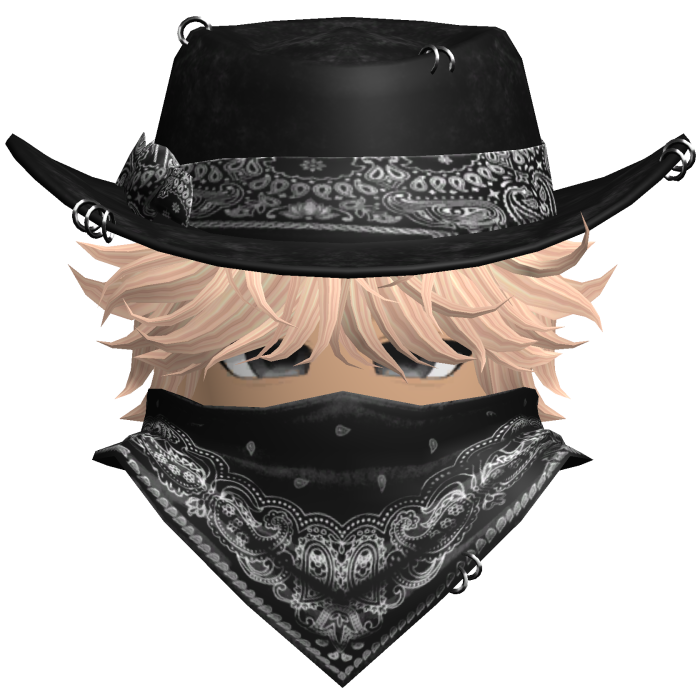 Gothic Cowboy Bandit w/ Neckscarf & Cowboy Hat