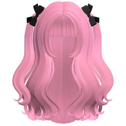 pink & black lovely kawaii long hair w pigtails Roblox item