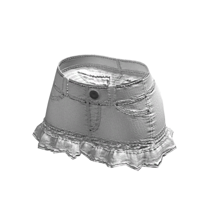 Y2K White Denim Ruffled Miniskirt thumbnail