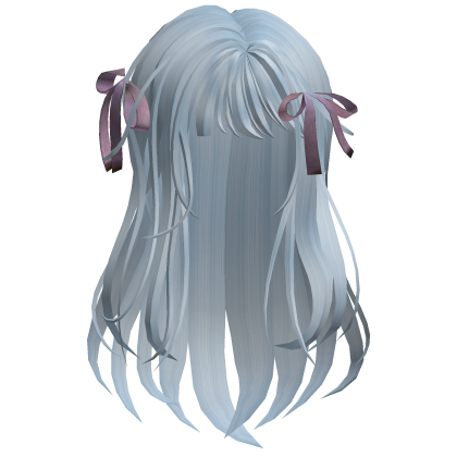 Long Layered Bow Hair - Ice Blue