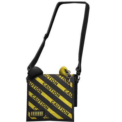 Striped CAUTION Cat Messenger Bag 