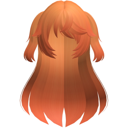 fischl long fluffy hair w ponytails orange Roblox item