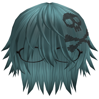 Emo Vkei Moe Boy Hair w Skull + Glasses Teal