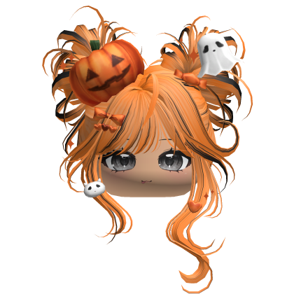 Halloween Pumpkin Buns w/ Bows (Orange&Black) Roblox item