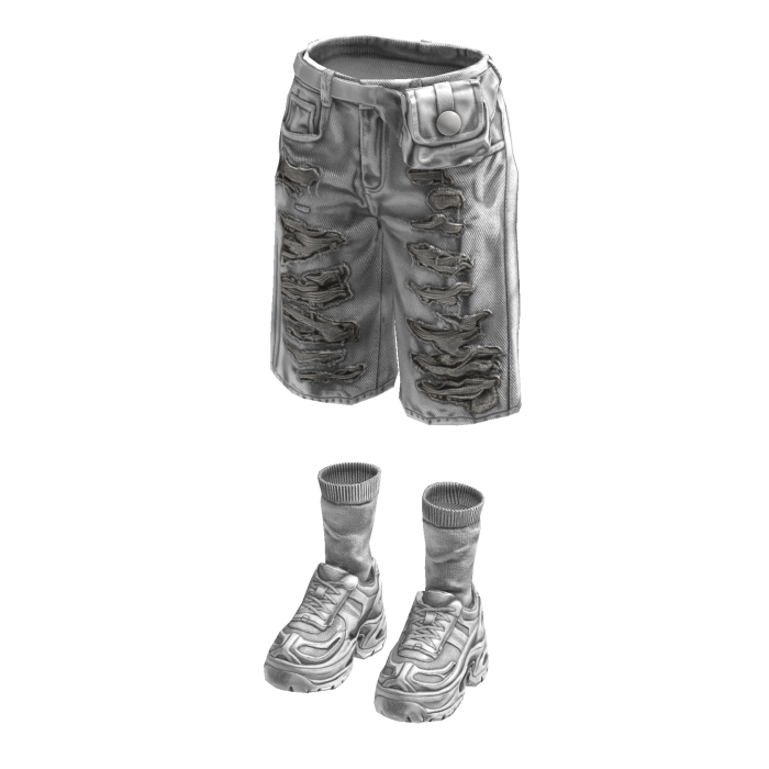 Denim Teared Stylish Jorts (White)