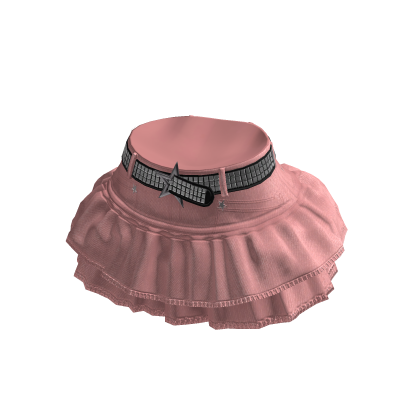 Pink Denim Ruffle Skirt w Studded Belt thumbnail
