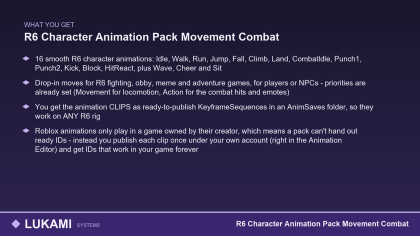 R6 Character Animation Pack Movement Combat preview 3