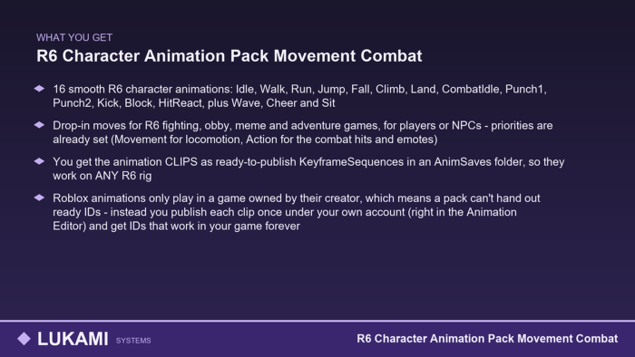 R6 Character Animation Pack Movement Combat preview 3