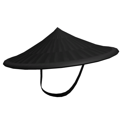 (Forward Tilt) Black Samurai Hat w/ Strap