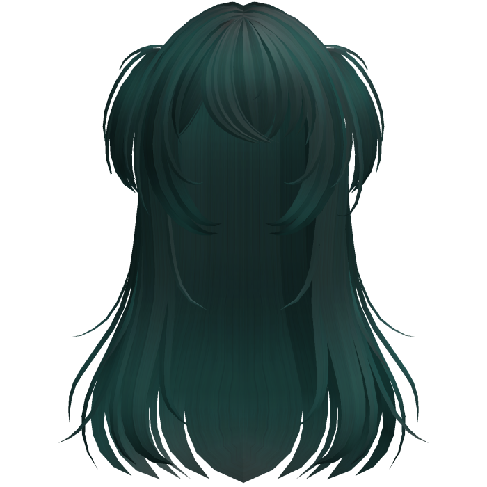 shy wispy layered hair w/ pigtails dark green