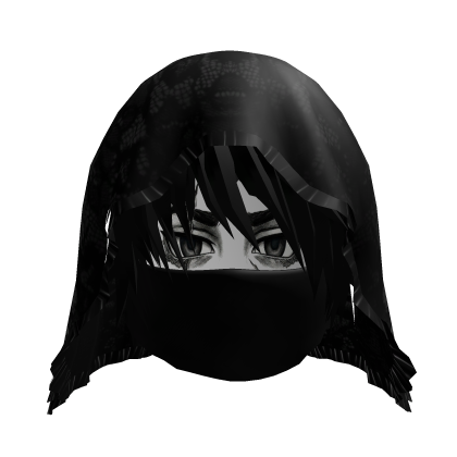 Black Hair Black Gothic Lace Scarface Vkei Emo Roblox item