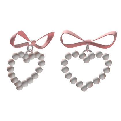 Hair Clip Heart Pearls Pink Bows Pearl Clips Bow Roblox item