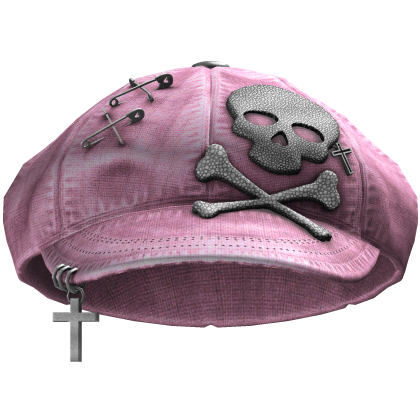 Y2K Grunge Skull Beret (Light Pink) Roblox item