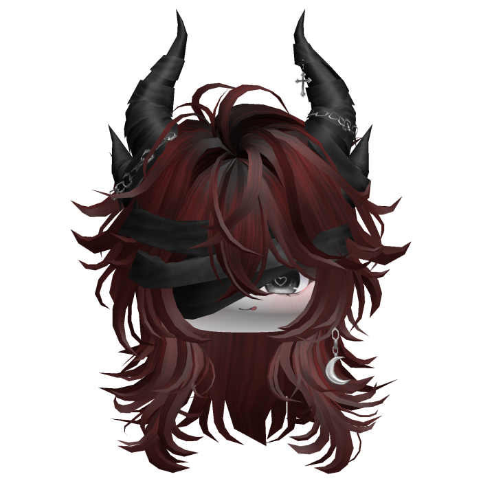 Horned Anime Demon Wolfcut (Dark Red)