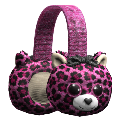 Pink Leopard Scene Plushie Earmuffs Grunge Y2K