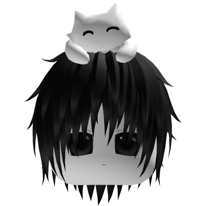 Moe Vkei Emo Black Hair & Sleeping Cat on the Head